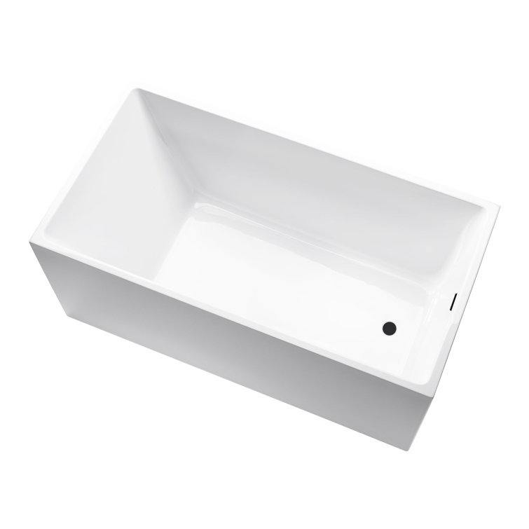 47" x 29" White Acrylic Freestanding Soaking Bathtub