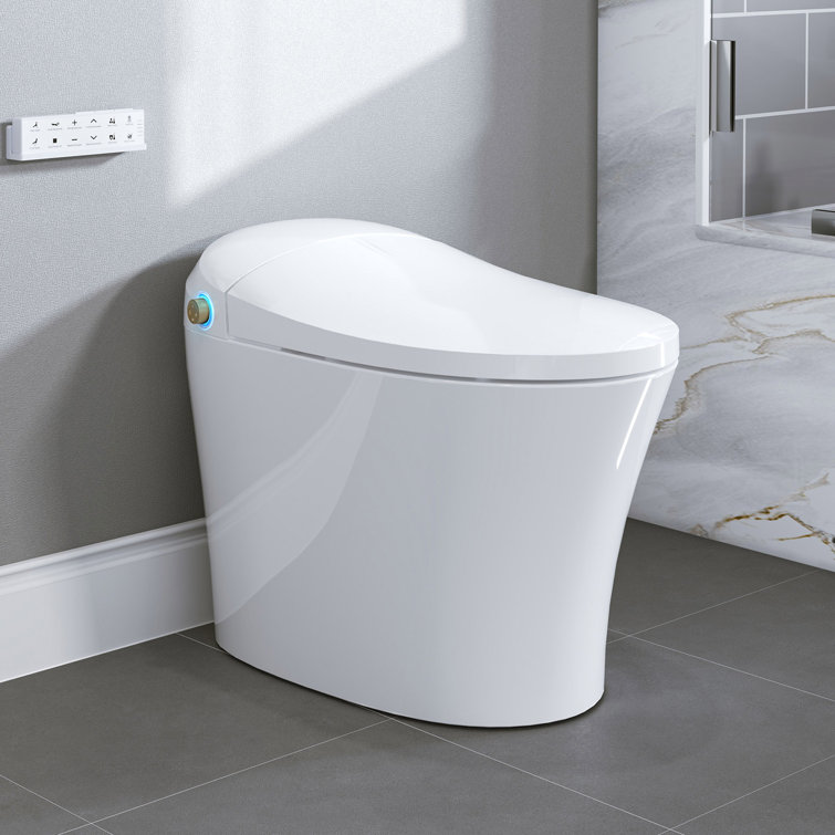 Elongated White Electric Dual Flush Smart Bidet Toilet