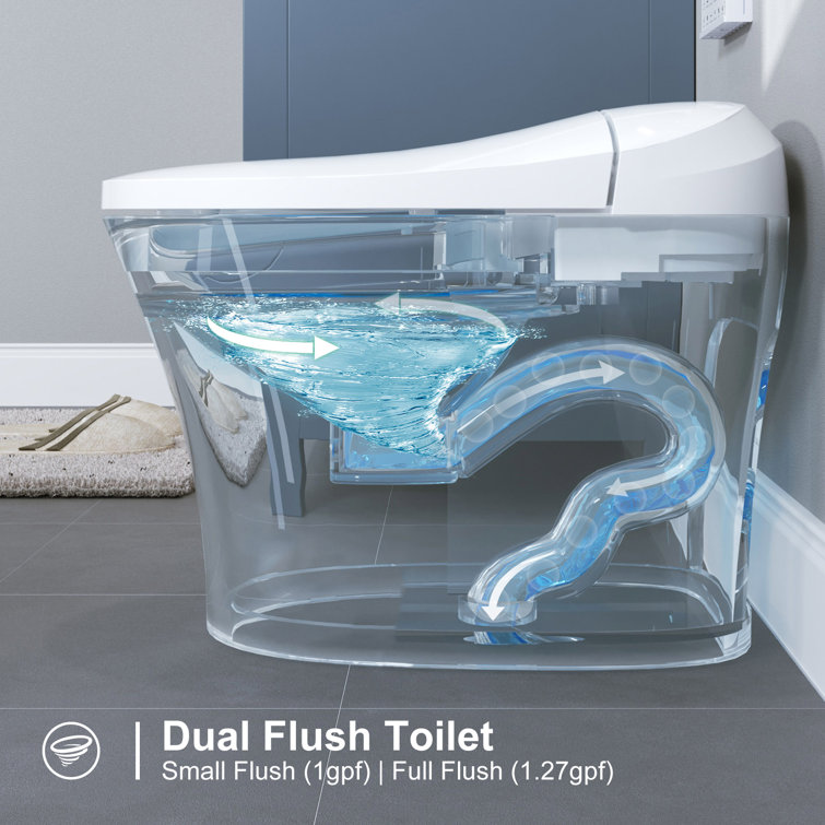 Elongated White Electric Dual Flush Smart Bidet Toilet