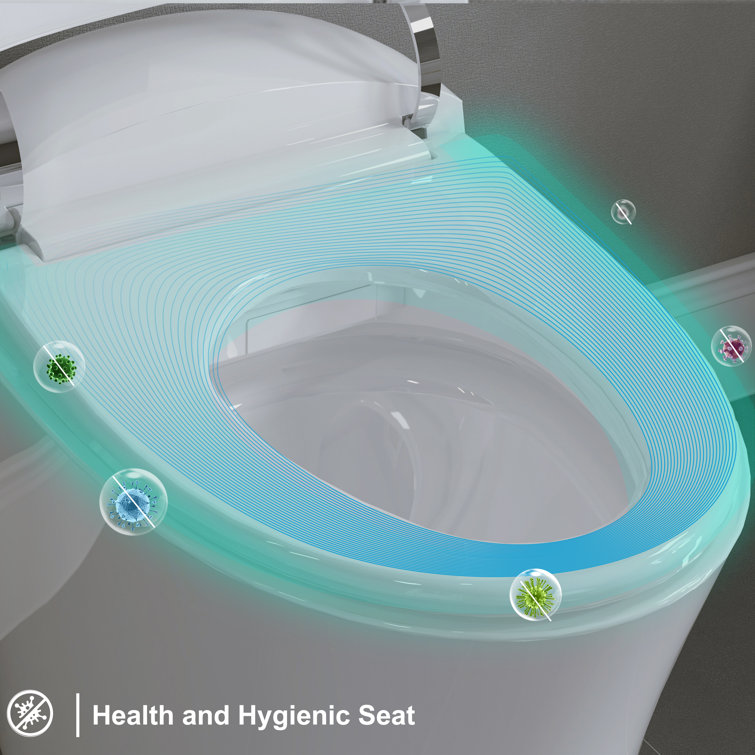 Elongated White Electric Dual Flush Smart Bidet Toilet