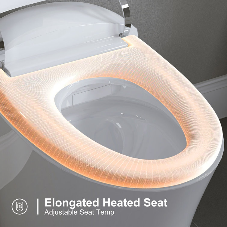 Elongated White Electric Dual Flush Smart Bidet Toilet
