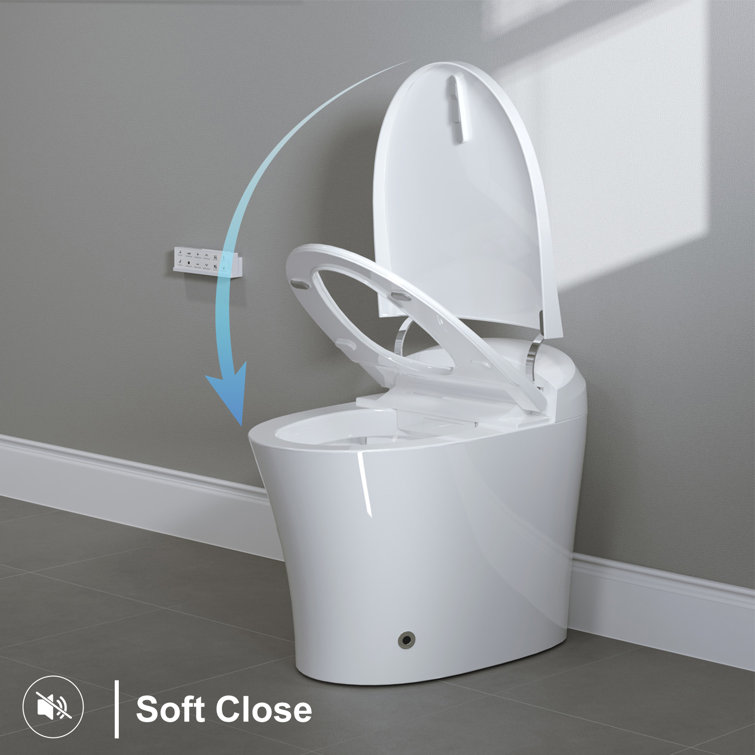 Elongated White Electric Dual Flush Smart Bidet Toilet