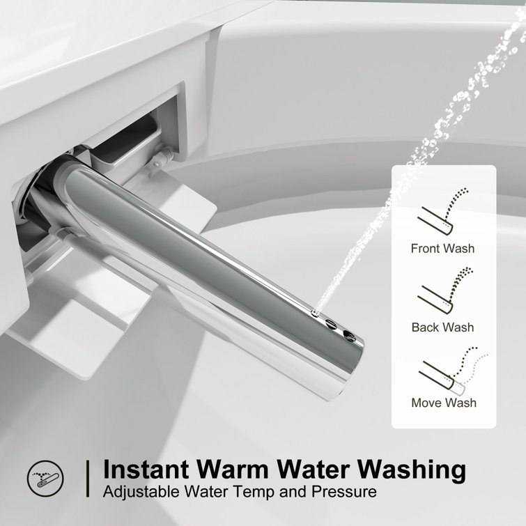 Elongated White Electric Dual Flush Smart Bidet Toilet