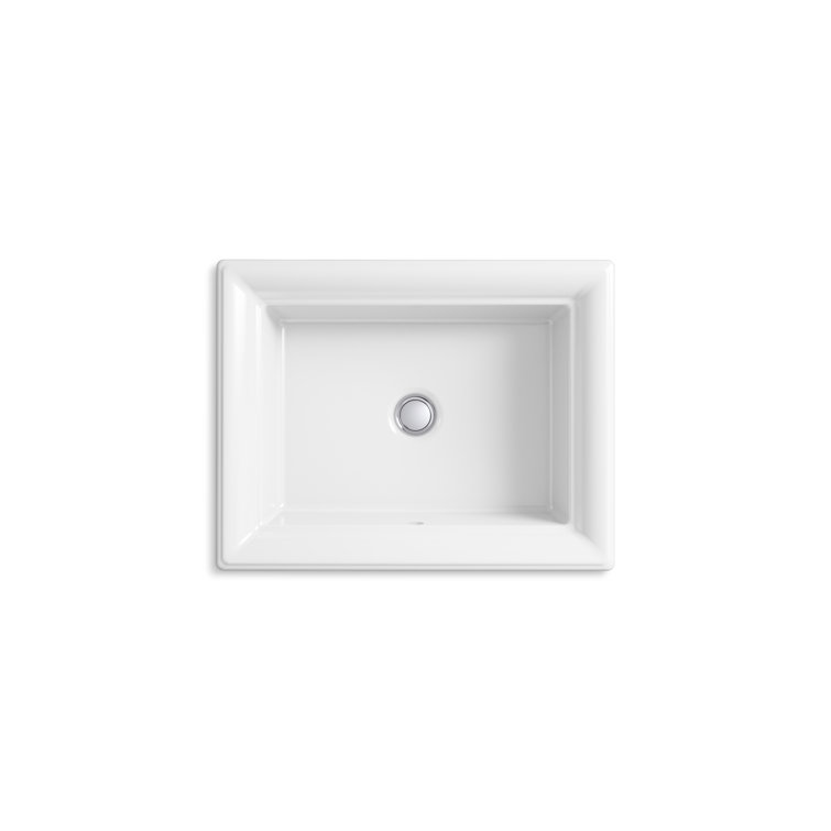 White Ceramic 21" Rectangular Drop-In Bathroom Sink
