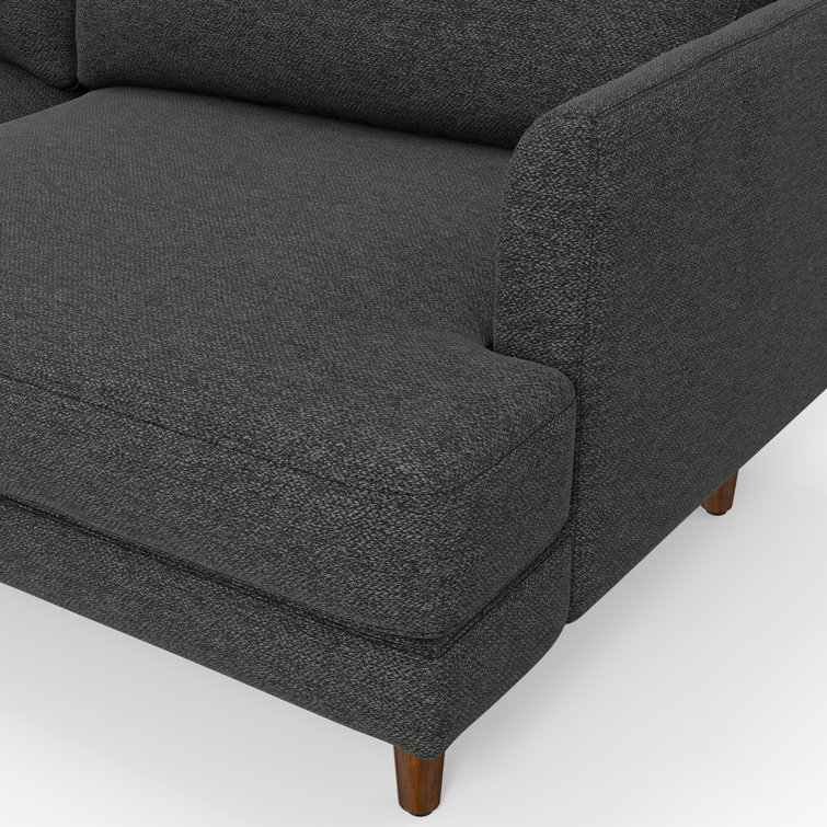 Charcoal Grey 90-Inch Fabric Lawson Sofa with Wood Legs