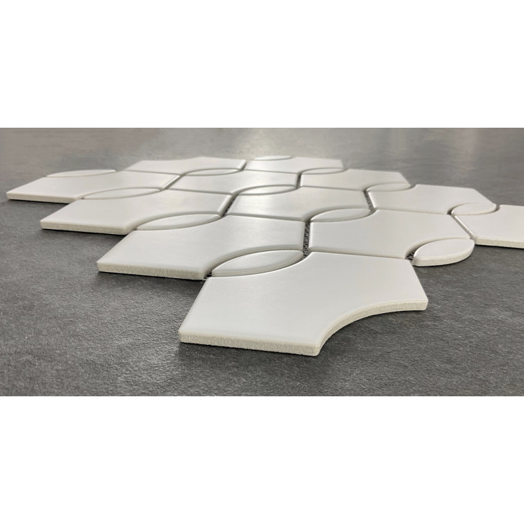 White Porcelain Mosaic Wall & Floor Tile Set with Water Protection