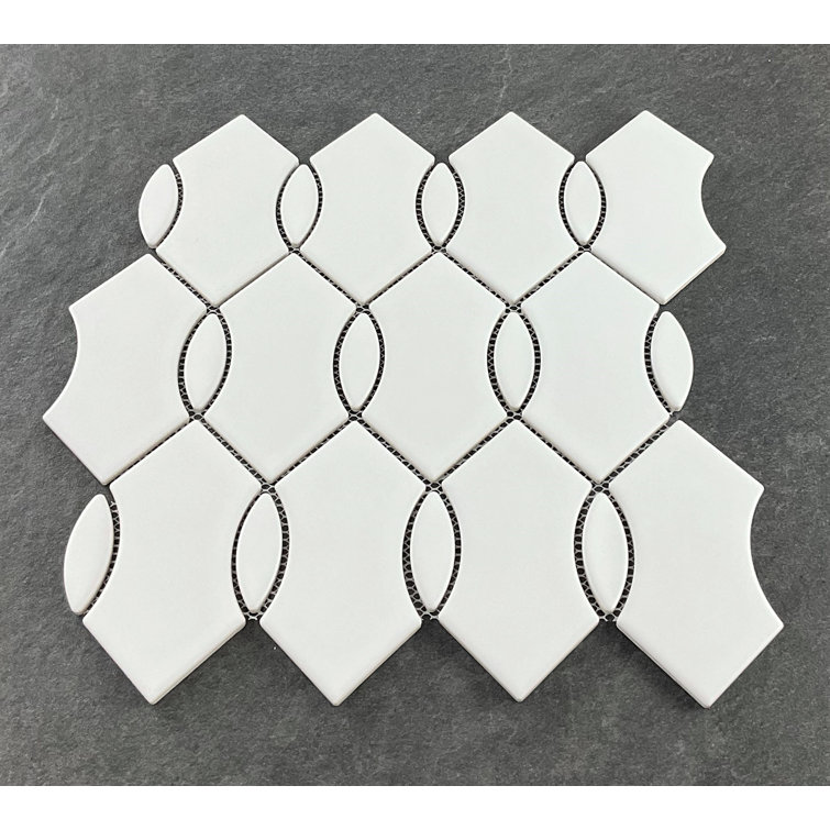 White Porcelain Mosaic Wall & Floor Tile Set with Water Protection