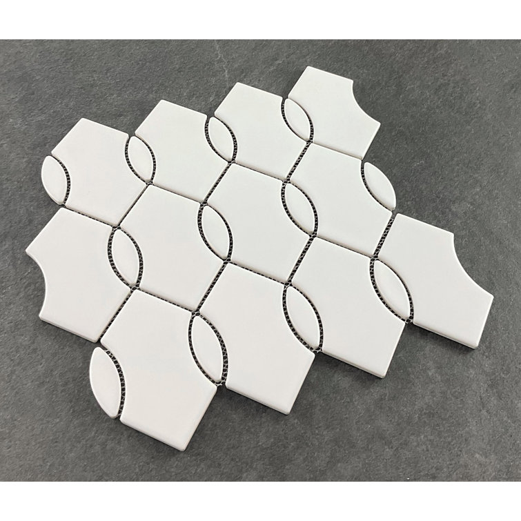 White Porcelain Mosaic Wall & Floor Tile Set with Water Protection