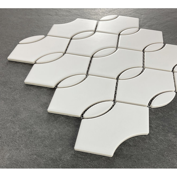 White Porcelain Mosaic Wall & Floor Tile Set with Water Protection