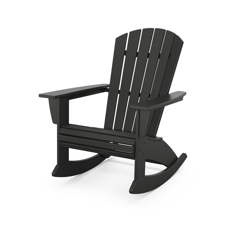 Black HDPE Nautical Curveback Adirondack Rocking Chair