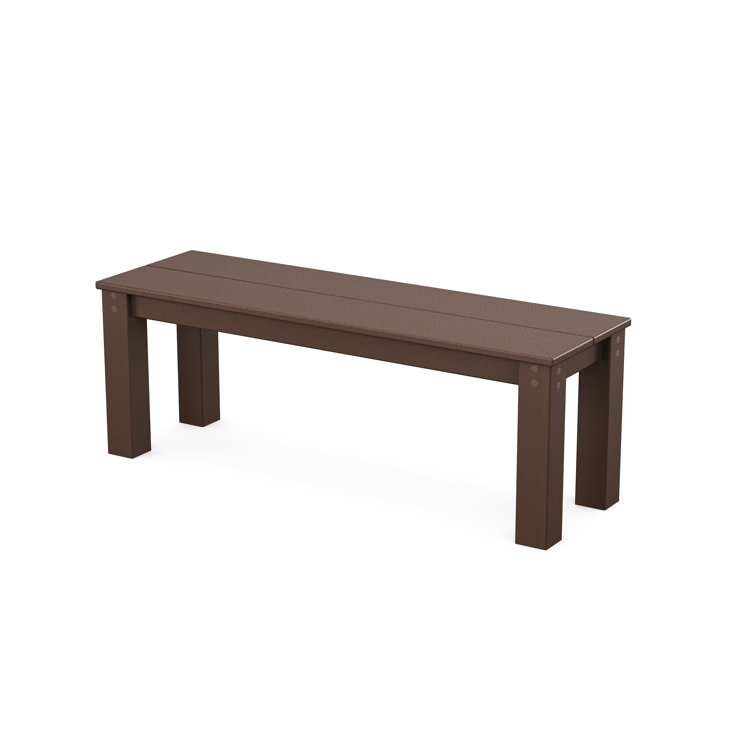 Mahogany Polywood Parsons Outdoor Patio Dining Bench