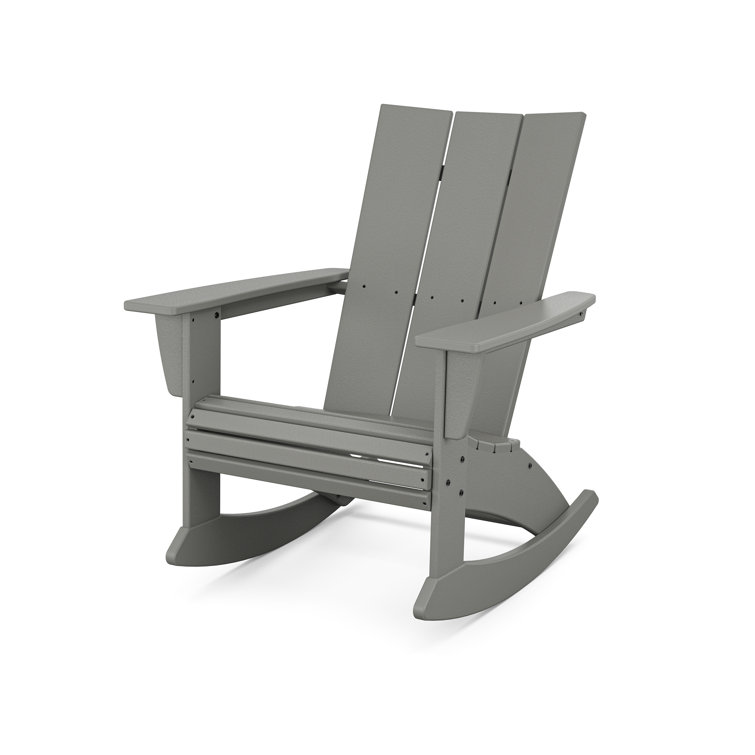 Slate Gray HDPE Plastic Modern Adirondack Rocking Chair