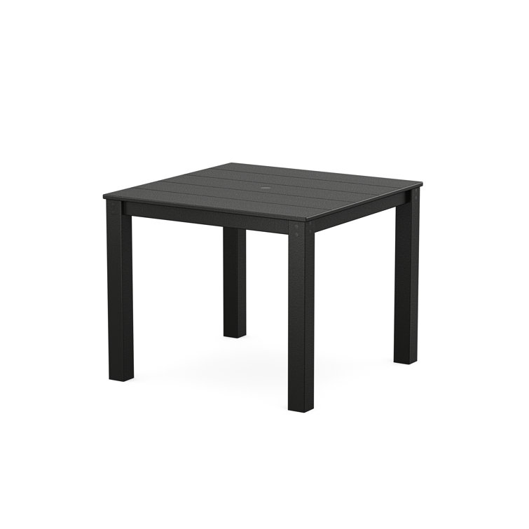 Charcoal Black Square Outdoor Dining Table in HDPE Plastic