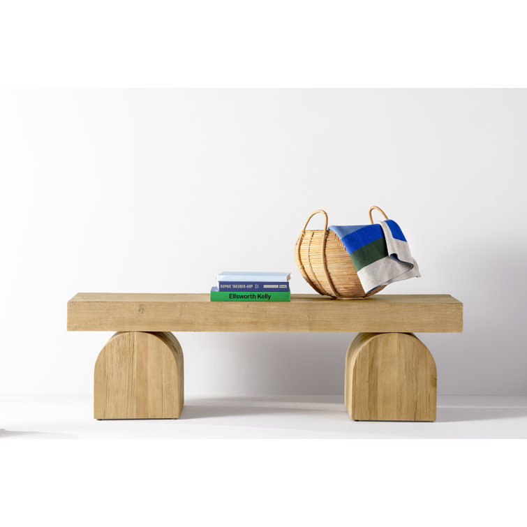 Francois 60" Natural Elm Wood Bench with Arched Legs