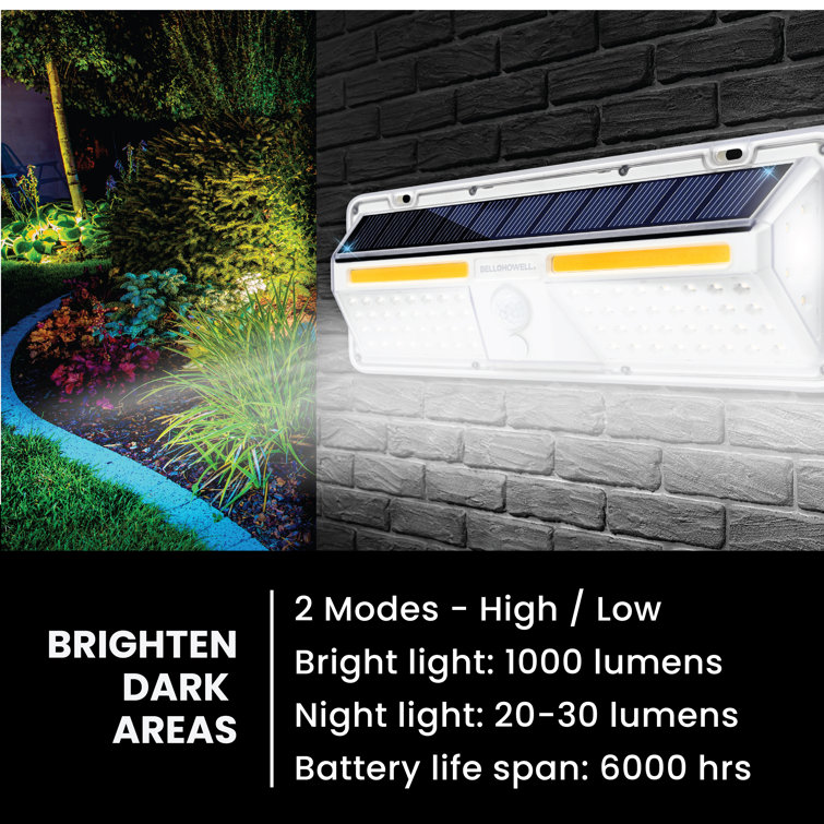Bell & Howell White Solar Motion-Sensing LED Security Wall Light