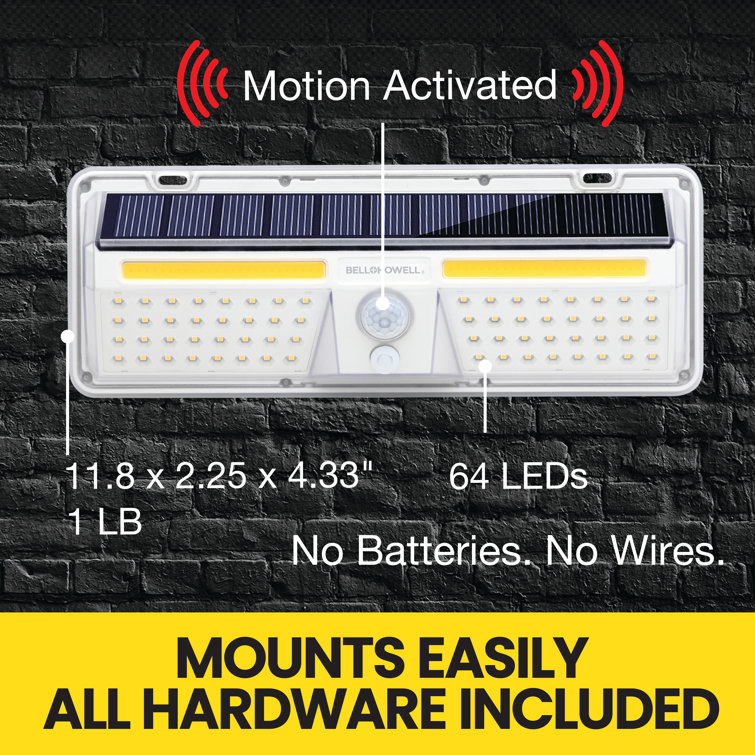 Bell & Howell White Solar Motion-Sensing LED Security Wall Light