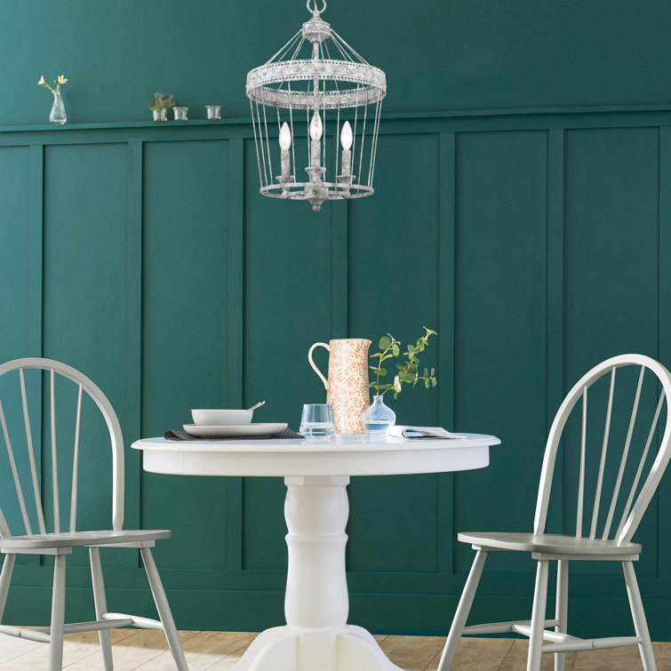 Oyster White Rustic Cage Pendant Light with Scallop Detail