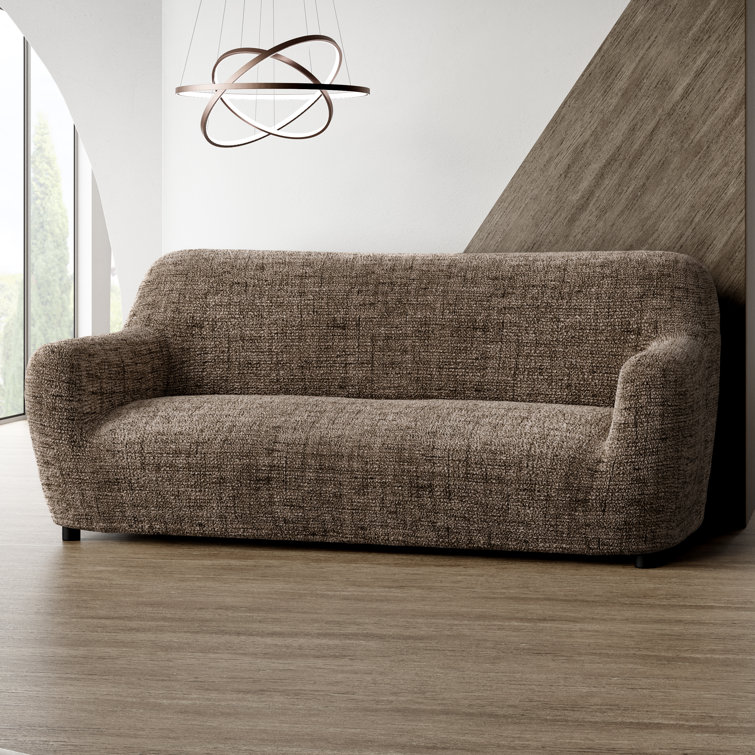 Vittoria Brown Stretch Polyester Sofa Cover - 85" Wide