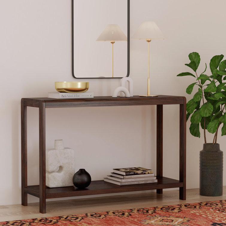 Hanover 48" Dark Brown Walnut Finish Mid-Century Modern Console Table with Storage