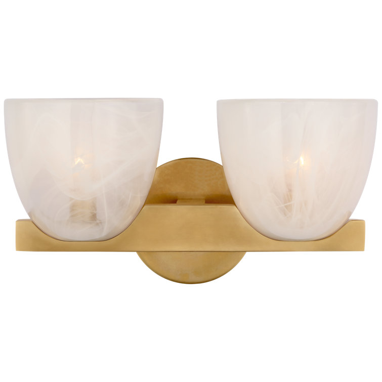 Antique Brass Double Frosted Glass Vanity Wall Sconce
