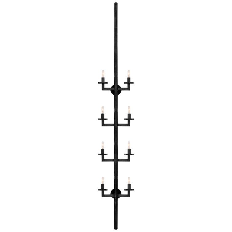 Tall Black and Bronze 8-Light Candle Wall Sconce