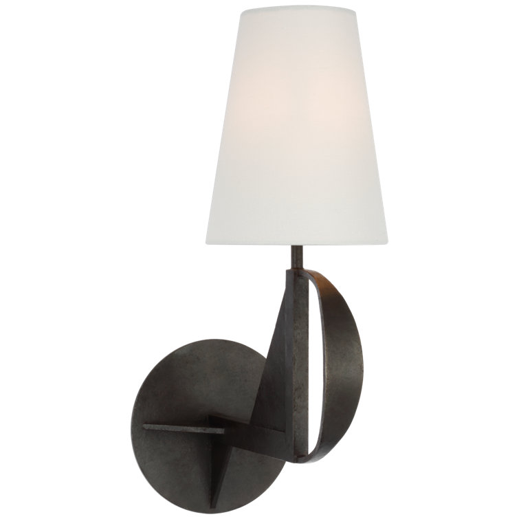 Black Iron 16" Dimmable Wall Sconce with Linen Shade