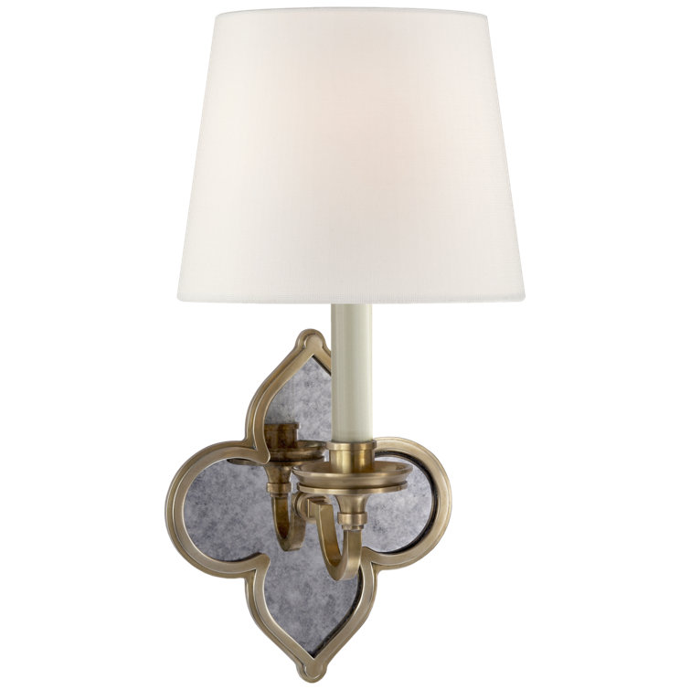 Natural Brass Dimmable Wall Sconce with White Shade