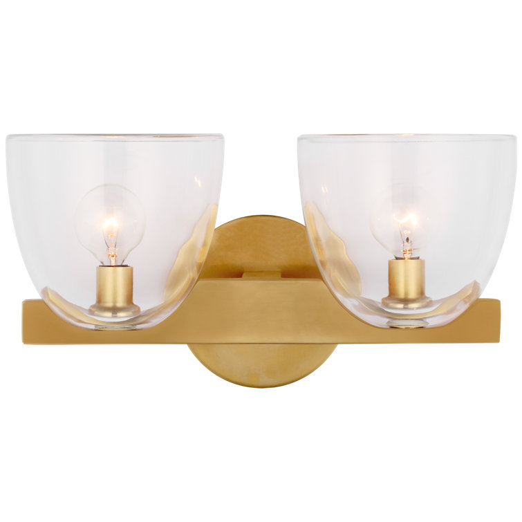 Antique Brass Double Frosted Glass Vanity Wall Sconce