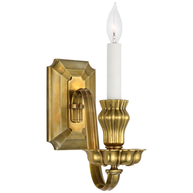 Natural Brass Direct Wired Candle Wall Sconce