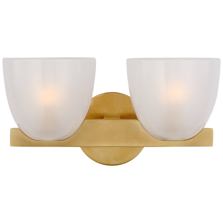 Antique Brass Double Frosted Glass Vanity Wall Sconce