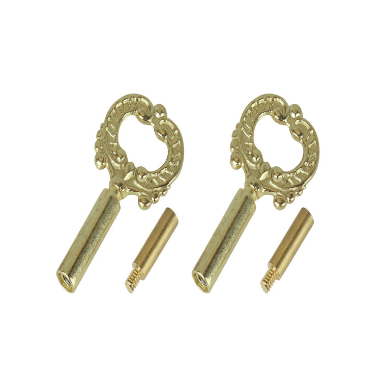 Brass Finish Ornate Lamp Socket Keys with Extensions, 2 Pack