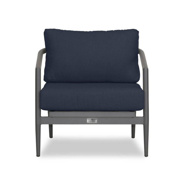 Slate Aluminum 5-Person Outdoor Seating Group with Indigo Cushions