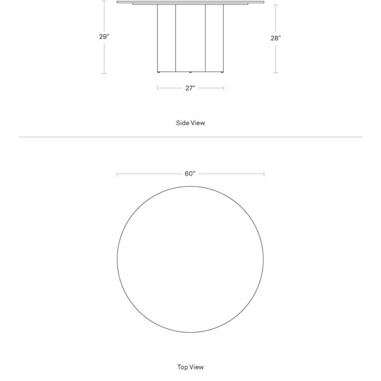 60" Round Walnut and Carrara Marble Dining Table