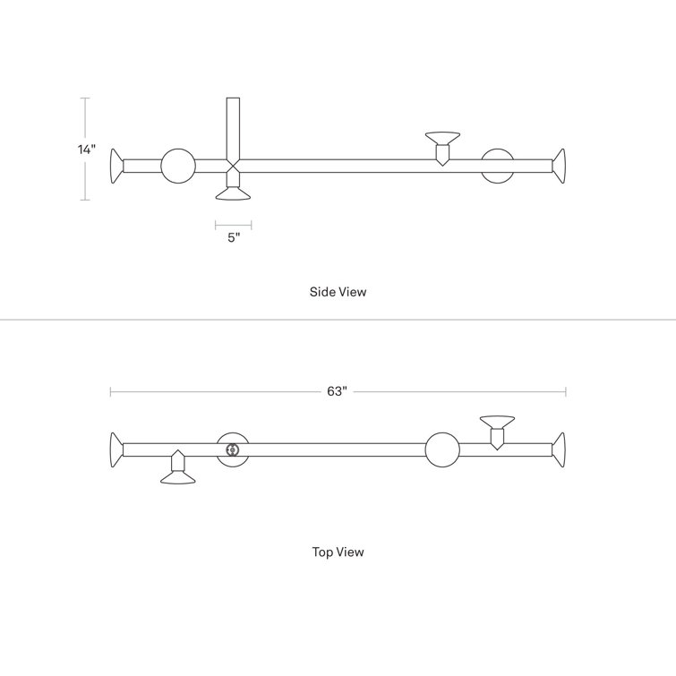 Ultra Black Nickel Steel Linear Chandelier with Handblown Glass Shades