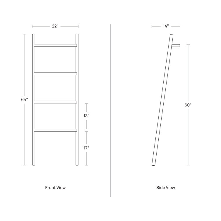 Acacia Wood Wall-Mounted Storage Ladder
