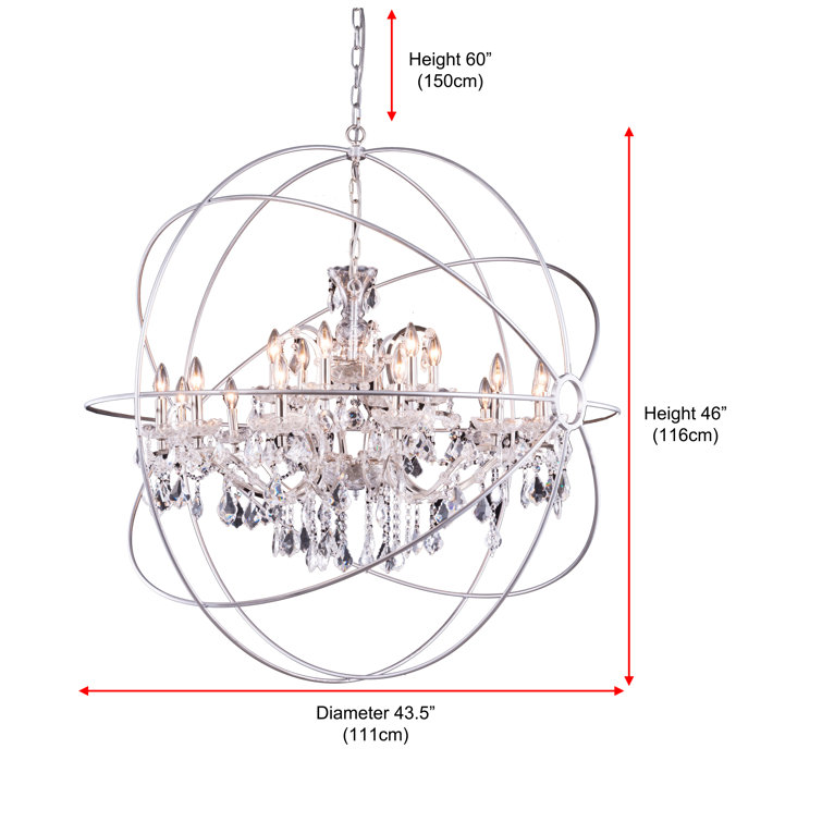 Geneva 18-Light Polished Nickel Crystal Globe Chandelier