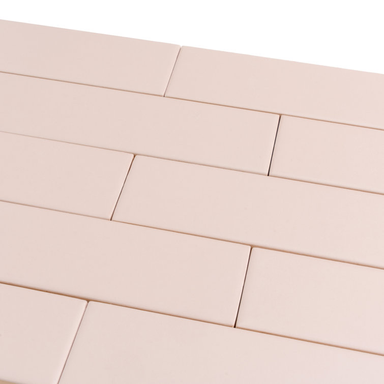 Matte Pink Ceramic Subway Tile 2" x 8"