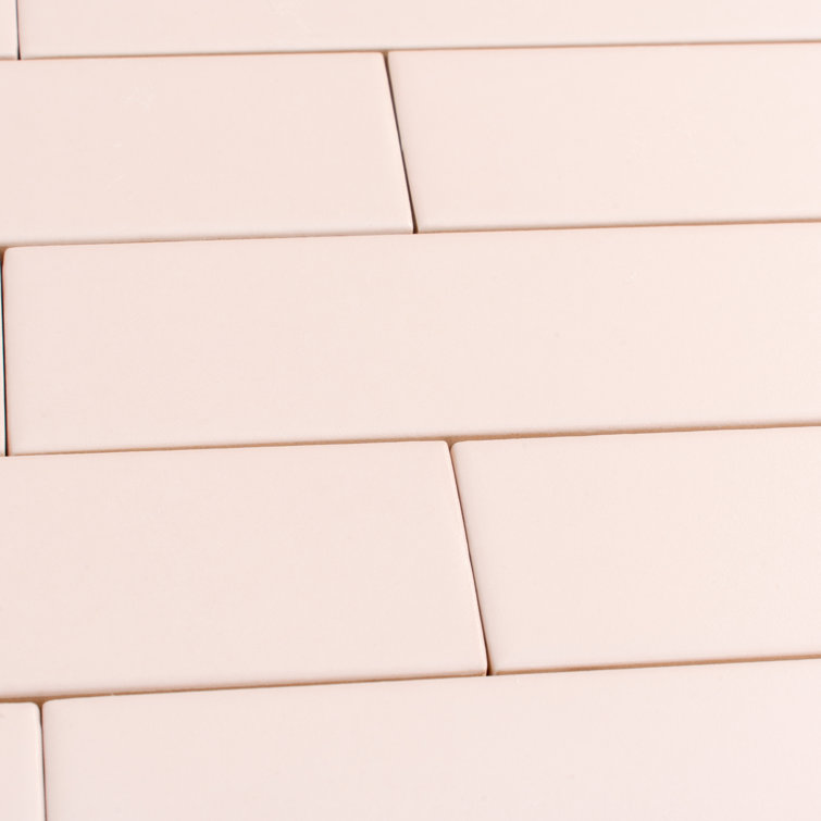 Matte Pink Ceramic Subway Tile 2" x 8"