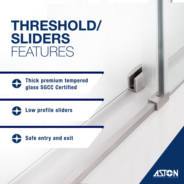 60" Stainless Steel Frameless Sliding Tub Door with Clear Glass