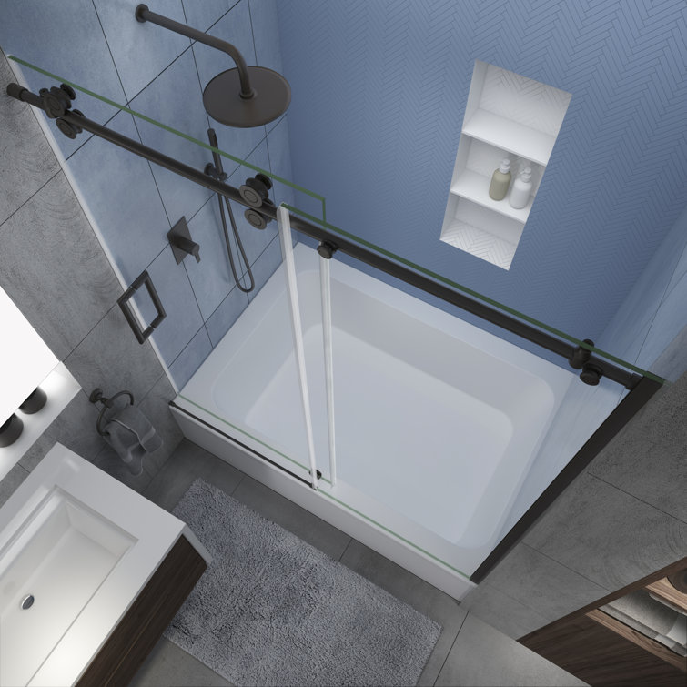 Bronze Frameless Sliding Tub Door with Clear Glass