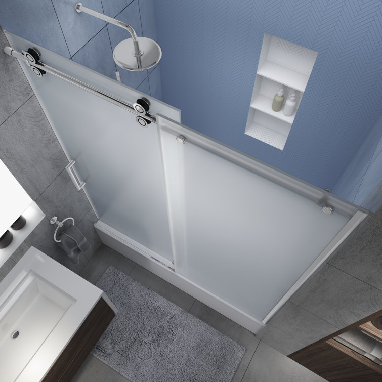 Langham XL 70" High x 60" Wide Chrome Frameless Sliding Tub Door