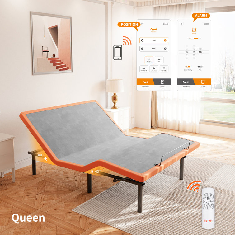 Queen Adjustable Metal Frame Bed with Wireless Remote