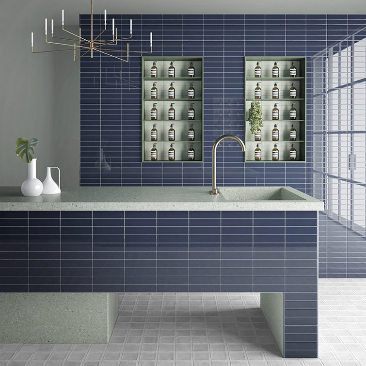 Arte Glossy Blue Ceramic Subway Wall and Floor Tile