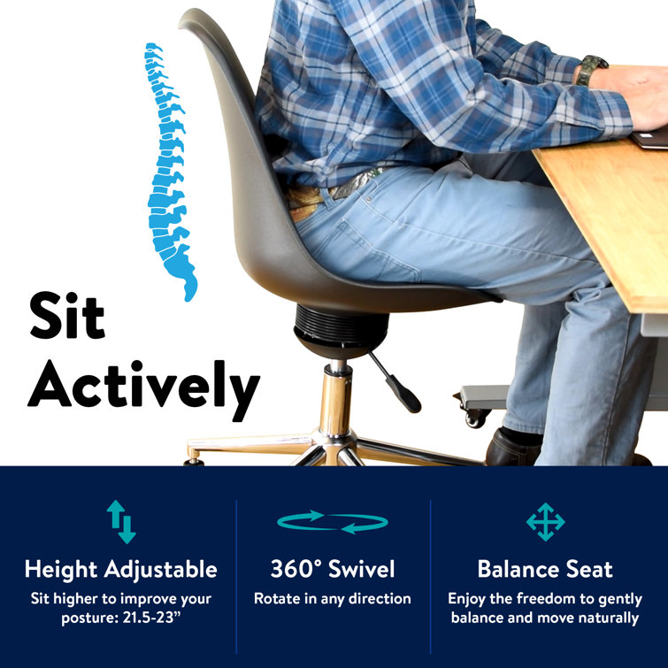 Sleek Black PP & PU Swivel Task Chair with Locking Casters
