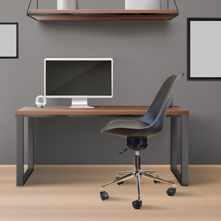 Sleek Black PP & PU Swivel Task Chair with Locking Casters