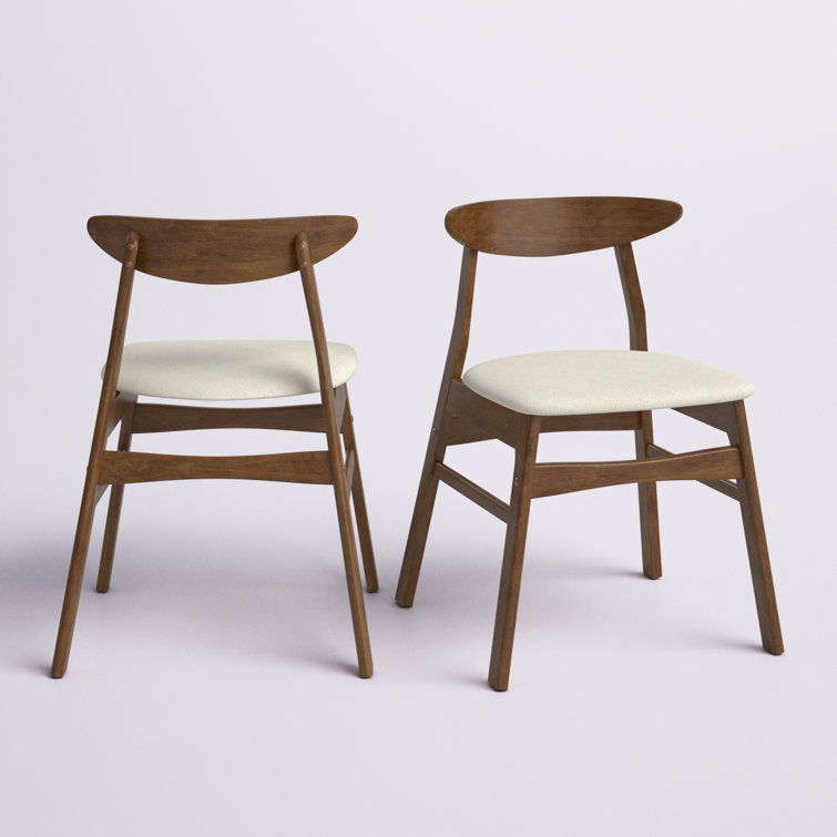 Beige Linen Upholstered Low Wood Side Chair