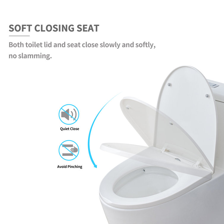 White Ceramic Dual-Flush Elongated One-Piece Toilet with Comfort Seat