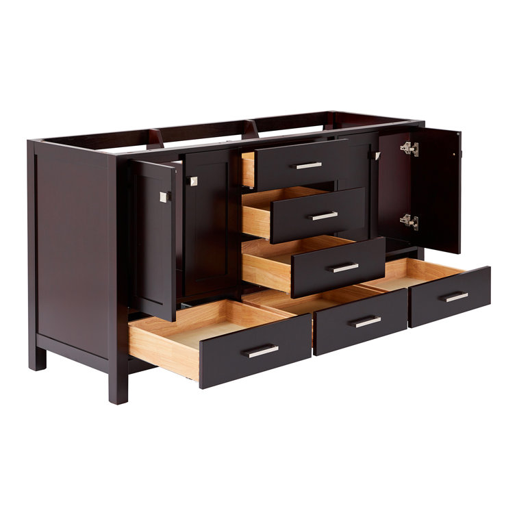 Espresso 66'' Double Freestanding Bathroom Vanity Base