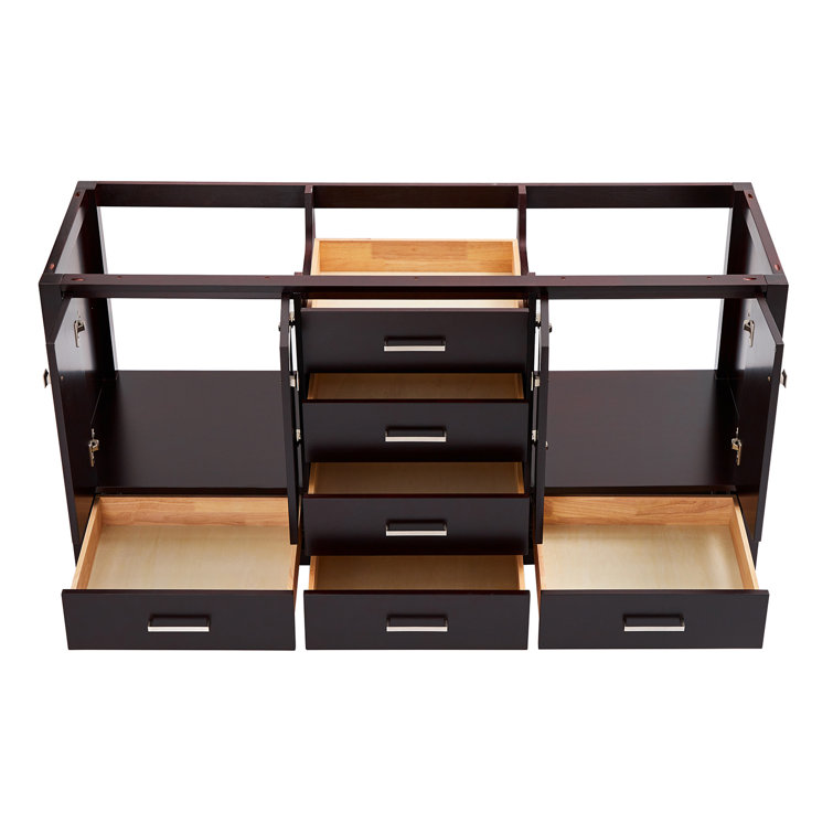 Espresso 66'' Double Freestanding Bathroom Vanity Base