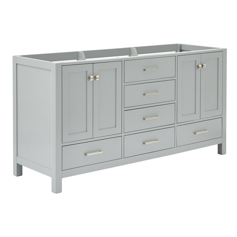 Cambridge 66" Gray Double Freestanding Bathroom Vanity Cabinet